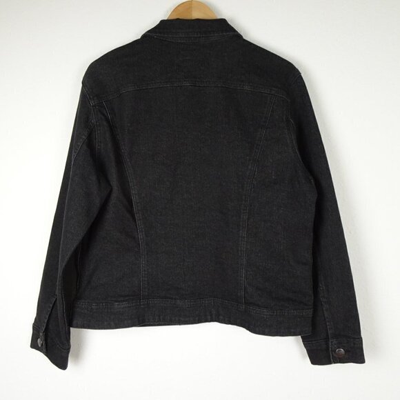 Lee Denim Jacket Women's Size L Black Stretch Jean Jacket Button Front - Picture 5 of 10